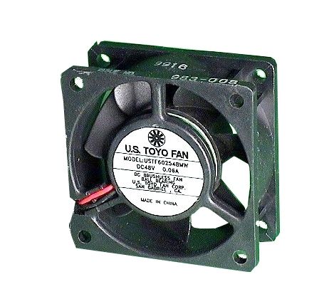 DC Axial Ball Bearing Fan, 48 VDC, 2.4 Watts, 0.05 AMPS, 4250 RPM, 28 Noise dB (A) @ 1M, 19.4 CFM, Size: 60mm sq x...
