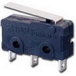 Switch Snap Action N.O./N.C. SPDT Roller Lever PC Pins 5A 250VAC 0.25N Thru-Hole