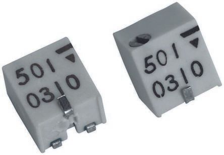 RESISTOR, TRIMMER, CERMET, 11 TURN(S), 0.25 W, 50000 ohm, 5 MM, SQUARE, 3 PINS, ROHS COMPLIANT