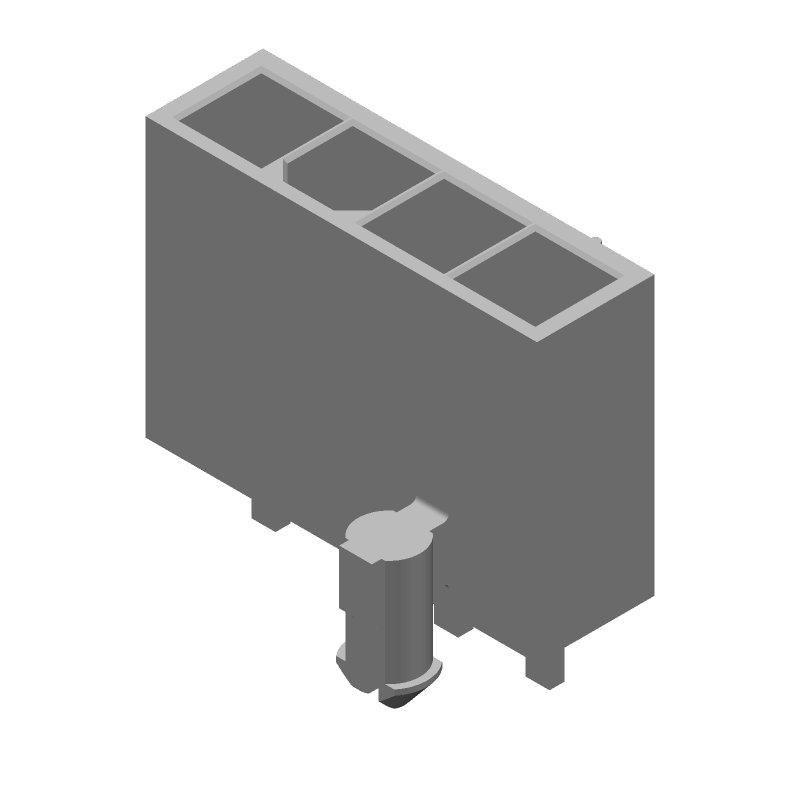4 Pos Power Connector, 9A, 600V, 4.2mm Pitch, Solder, Thru-Hole