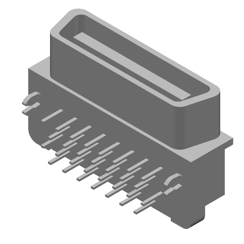 SCSI Connector, 30 Pos, 2.54mm Pitch, RA Thru-Hole, Male