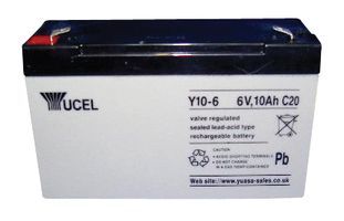 YUASA         Y10-6             Rechargeable Battery, Lead Acid, 10 Ah, 6 V, Quick Connect