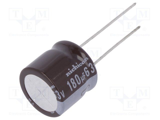 Cap Aluminum Lytic 180uF 63V 20% (16 X 15mm) Radial 7.5mm 750mA 5000h 105°C Bulk