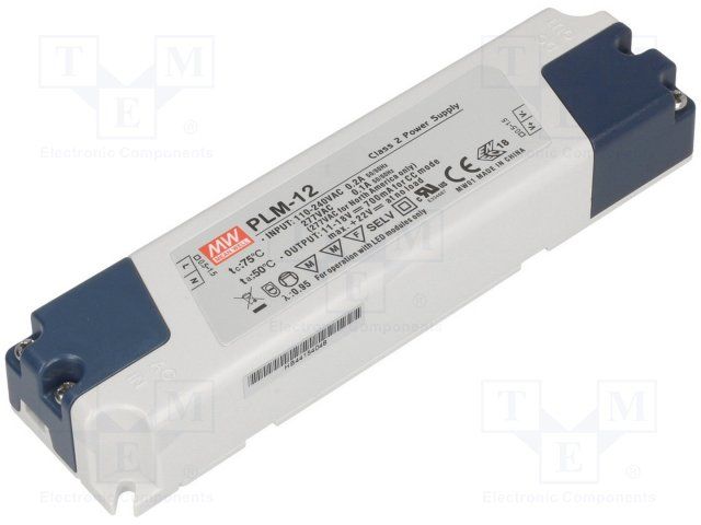 12W 18V 700mA AC/DC Enclosed Power Supply