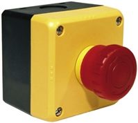 XW E-Stop, Twist to Reset, Red/Yellow/Black 40mm Mushroom Head