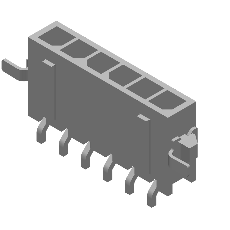 6 Pos Rectangular Connector, 5A, Gold, Right Angle, SMT