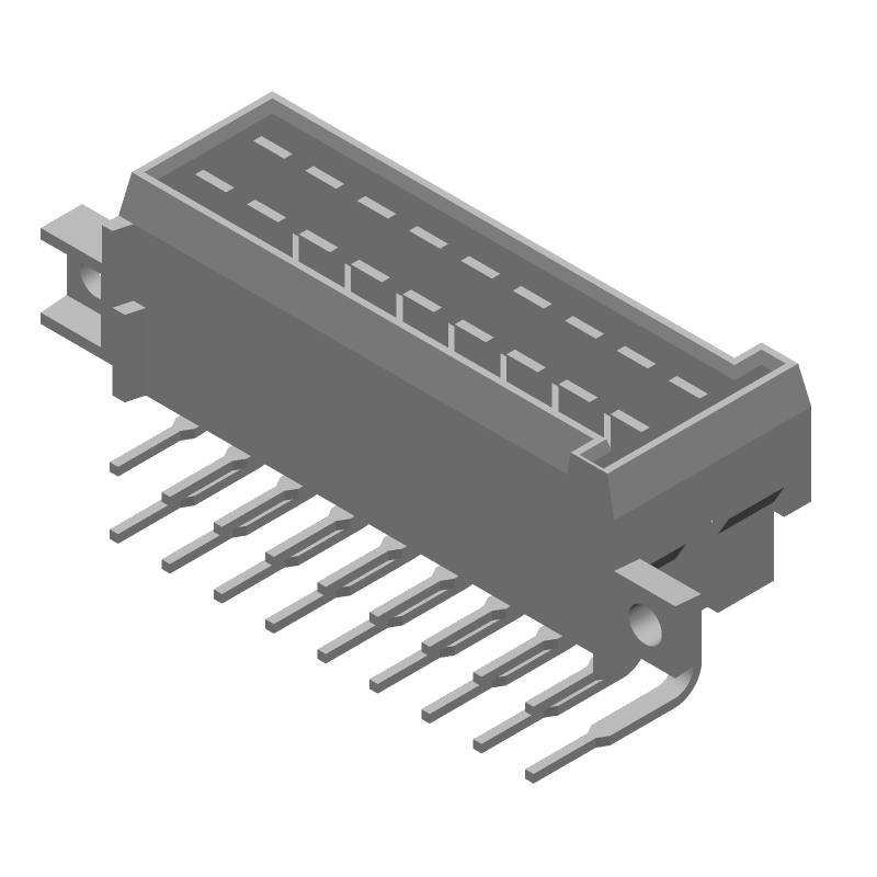 18 Pos 2 Row RA Header, 0.22" Pitch, Solder Thru-Hole, Tin Tab
