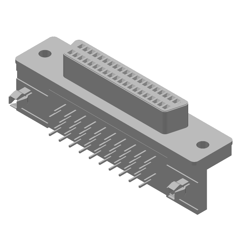 40 Pos 2 Row Right Angle Receptacle, Shielded, Through Hole, 1A, 30V