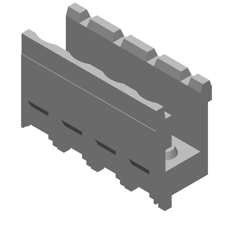 4 Pos Vertical Header, 15A, 300V, Through Hole, Green