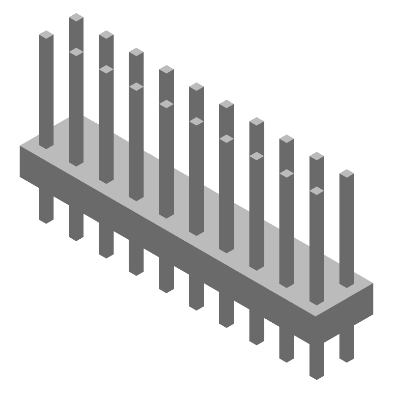 20 Pos 2.54mm Straight Header, 3A, Gold/Tin/Lead Plating, Thru-Hole