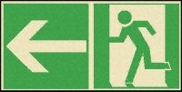 Aluminium Fire Exit Left Non-Illuminated Emergency Exit Sign, 300 x 150mm