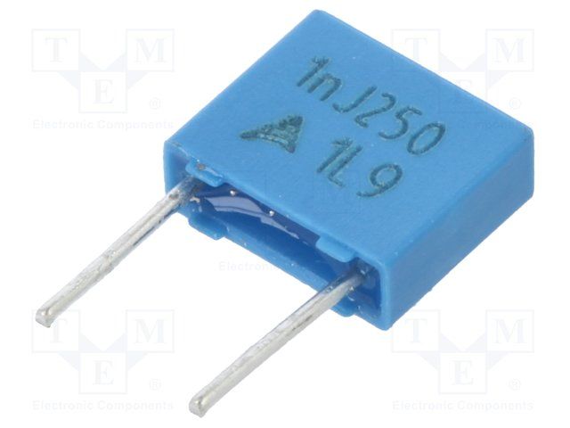 CAPACITOR, METALLIZED FILM, POLYESTER, 250 V, 0.001 uF, THROUGH HOLE MOUNT, RADIAL LEADED, LEAD FREE