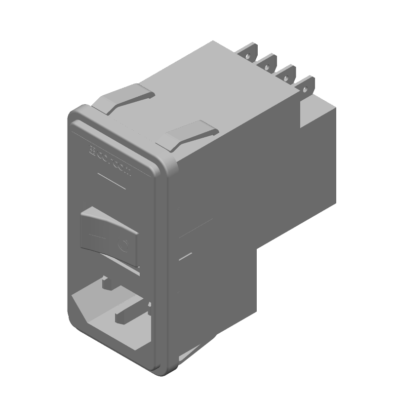 3-Pos AC Power Connector, 6A, 250V, Male, Snap-in, Faston