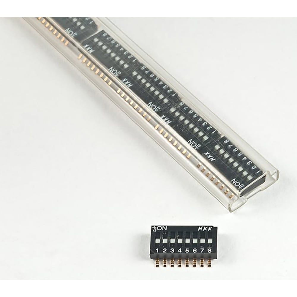 8-Pos SPST Slide DIP Switch, 25mA, 24VDC, Gull Wing SMD