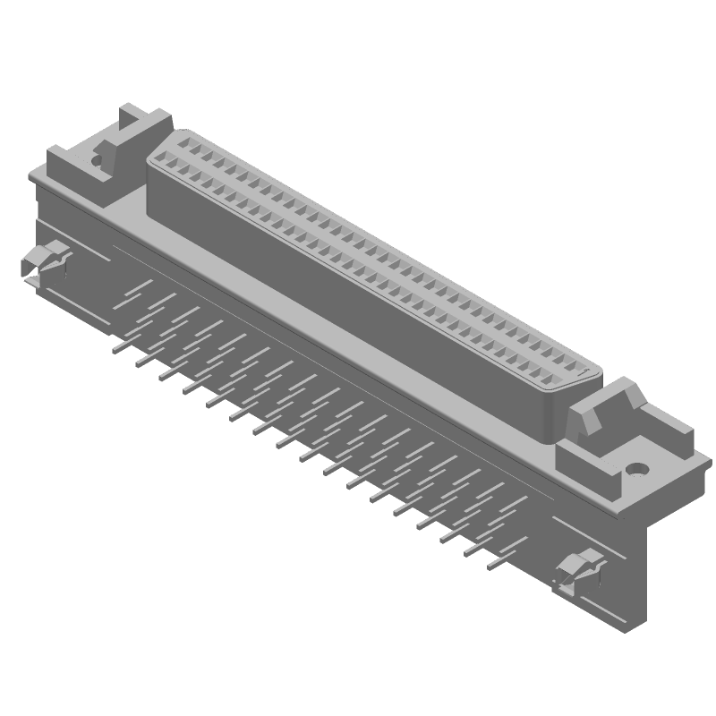 68 Pos Signal R/A Receptacle, Steel, Gold Contacts, Through Hole
