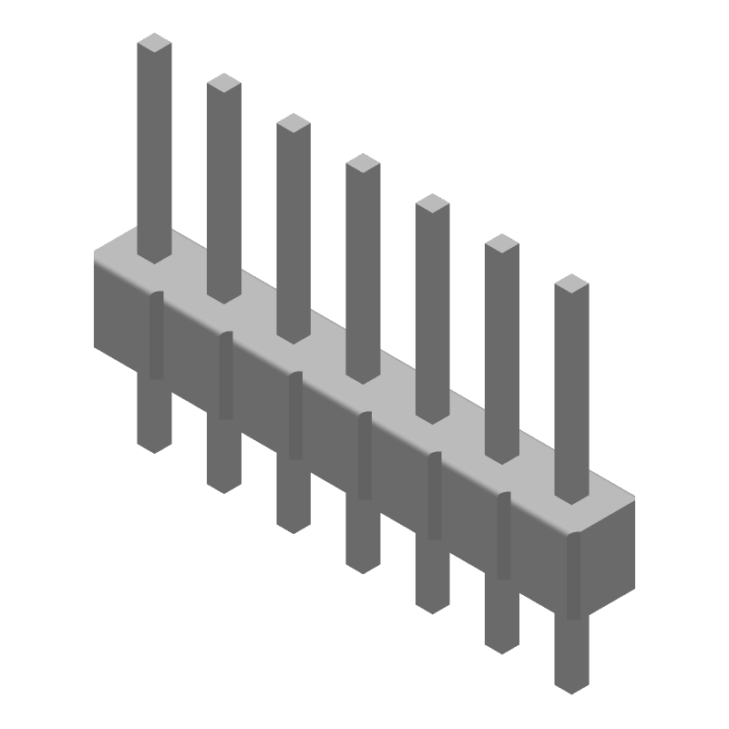 7 Pos 2.54mm Unshrouded Header, Male, Straight, Thru-Hole
