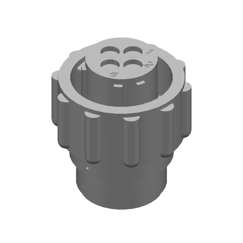 4 Pos Circular Connector, 13A, 600V, Female Crimp, Black, IP65