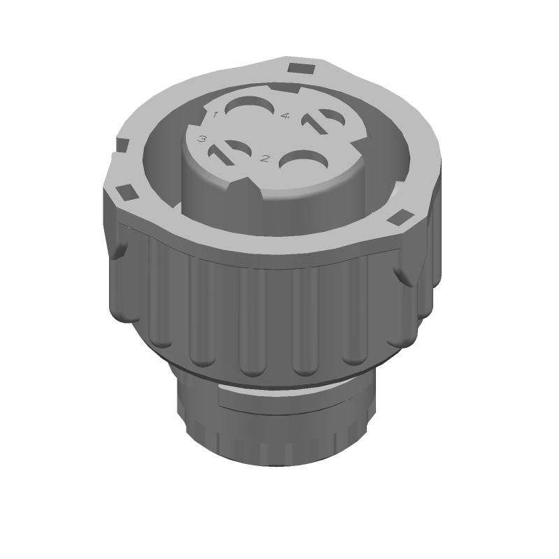 4 Pos, 2 Row, 2.5mm Pitch, PBT, Female Circular Connector