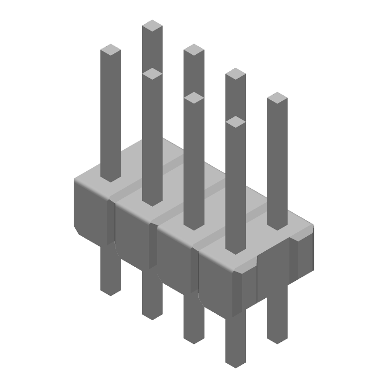 8P 2R 2.54mm Pitch Male Pin Header, Gold Plated