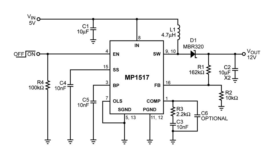 Switching Voltage Regulators 3A, 25V, 1.1 Mhz Step-Up Converter