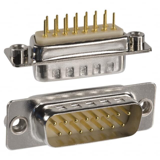 15 Pin D-Sub Plug, Male, Solder, Panel Mount