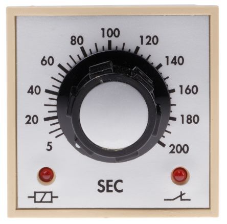 Single Time Delay Relay, 8-Pin Connector, 5  200 s, DP-NO/NC, 2 Contacts, DPDT, 110 V ac