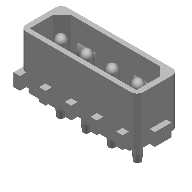 4 Pos Power Connector, Wire-to-Board, 13A, 250V, Tin, Male, Through Hole