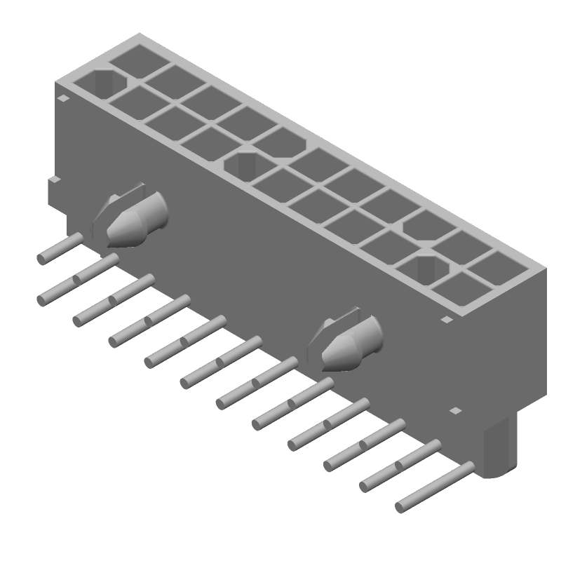 22 Pos Power Connector, 9.5A, 600V, RA Solder, Male