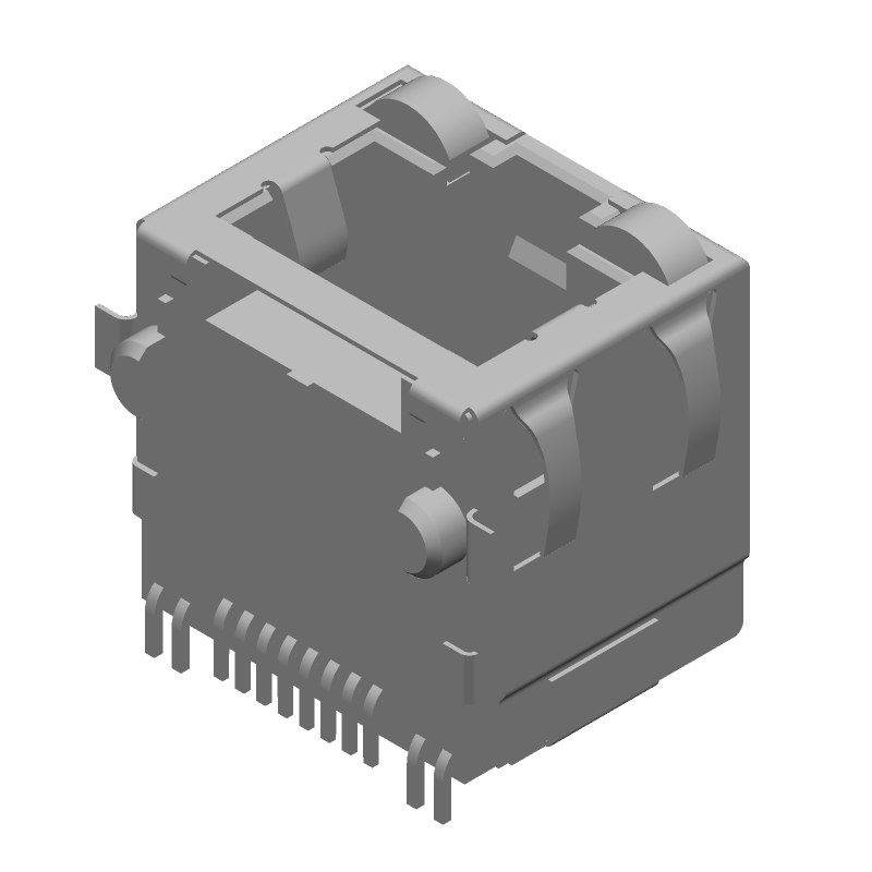 RJ45 Connector, 8P8C, SMT, Shielded, Right Angle, Green LED
