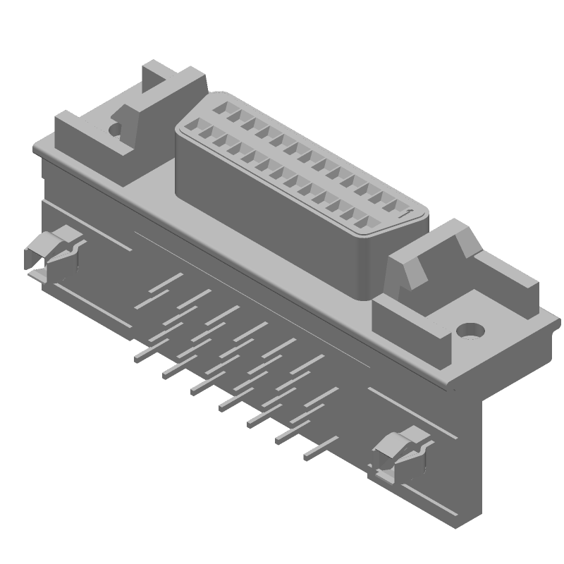 26 Pos Signal R/A Receptacle, Shielded, Steel, Gold Plated