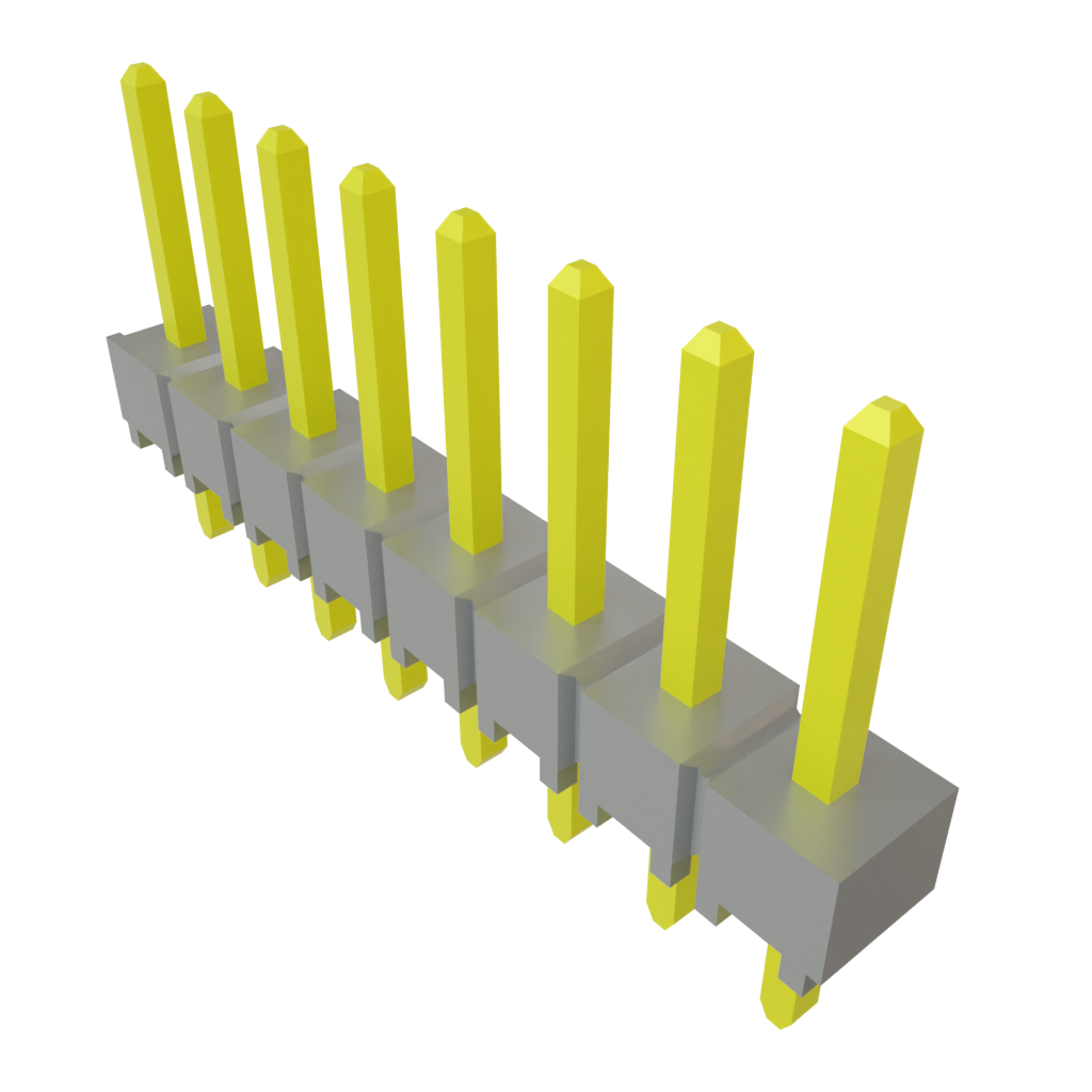 8 Pos 2.54mm Pitch Straight Header, Gold Plated, 7.6A, 550V