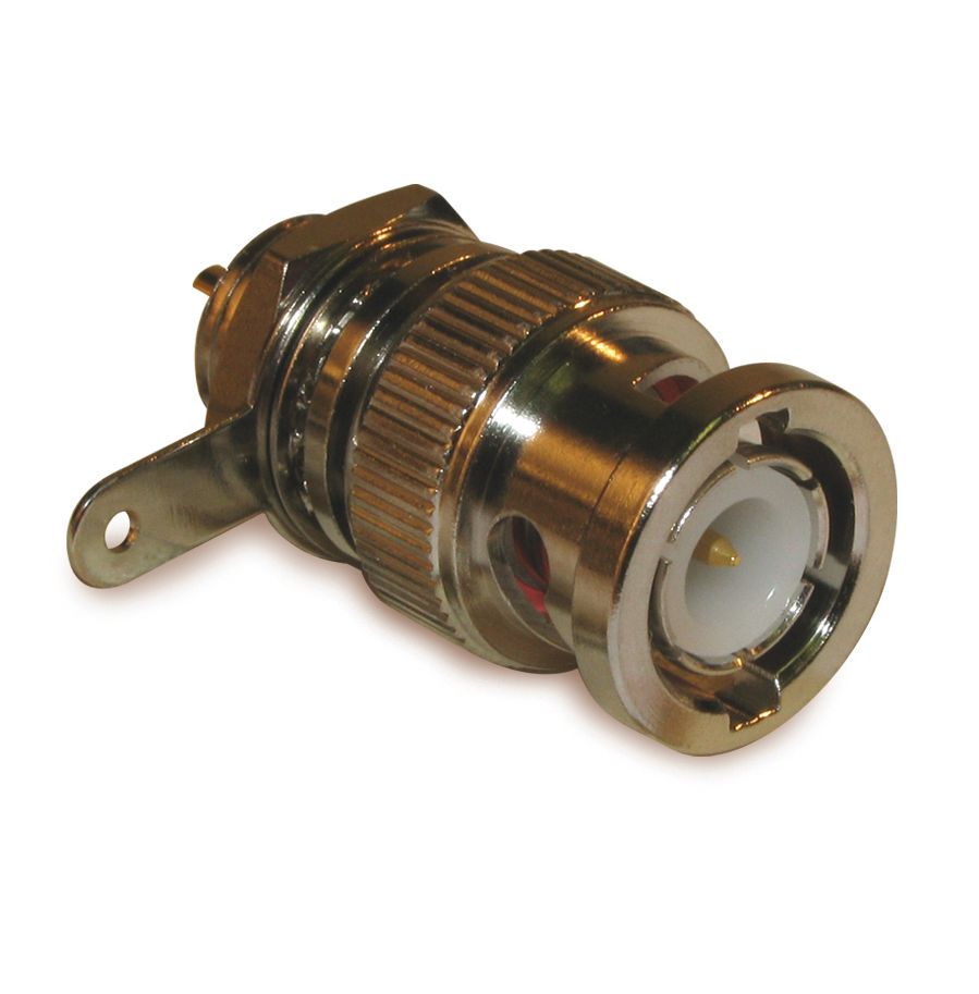 RF BNC Connector, 1 Port, 4GHz, 50 Ohm, Male, Panel Mount, Solder