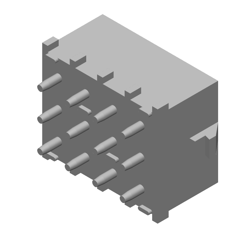 12 Pos Power Connector, Wire-to-Board, 19A, 600V, Tin, Through Hole