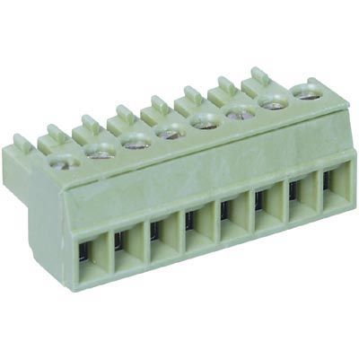 8 Pos Barrier Strip Terminal Block, 8A, 300V, Screw, Polyamide, Green