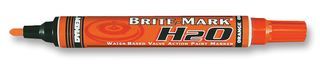 MARKER, PAINT, BRITEMARK H2O ORANGE; Product Range:Brite-Mark H2O; Marker / Pen Type:Paint Marker; Ink Colour:Orange; Tip Shape:Bullet Tip; SVHC:No SVHC (15-Jun-2015); Capacity:12ml; Colour:Orange