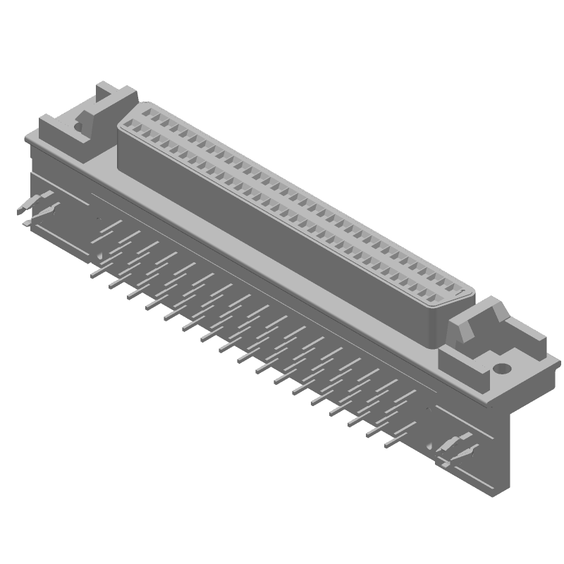 68 Pos Shielded Right Angle Connector, Female, Gold/Tin/Lead