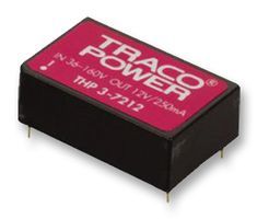 TRACOPOWER THP 3-7223 Isolated Board Mount DC/DC Converter, Fixed, 2 Output, 36 V, 160 V, 3 W, 15 V