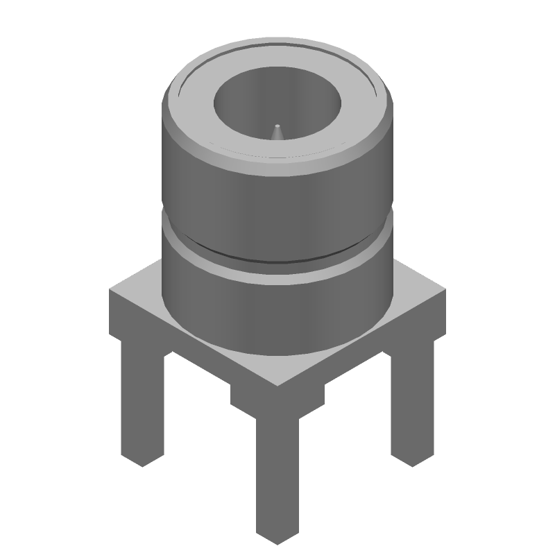 75 Ohm SMB PCB Mount Connector, Gold Plated Brass, 4GHz