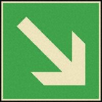 Adhesive Film Fire Exit Down Non-Illuminated Emergency Exit Sign, 150 x 150mm