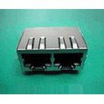 16 Pos RJ45 Connector, 2 Port, Shielded, Right Angle, Thru-Hole, Solder