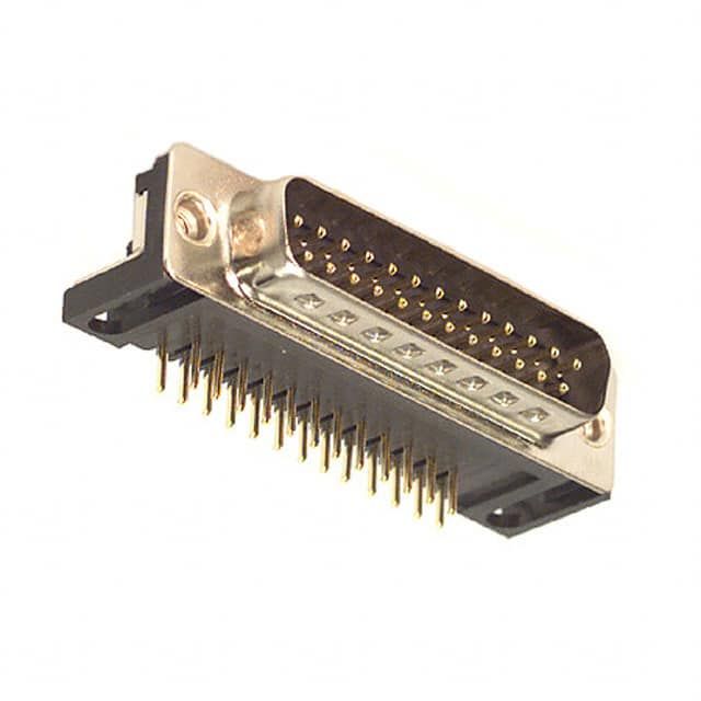 25 Pos Male D-Sub Connector, Gold Plated Brass, Solder, UL94 V-0