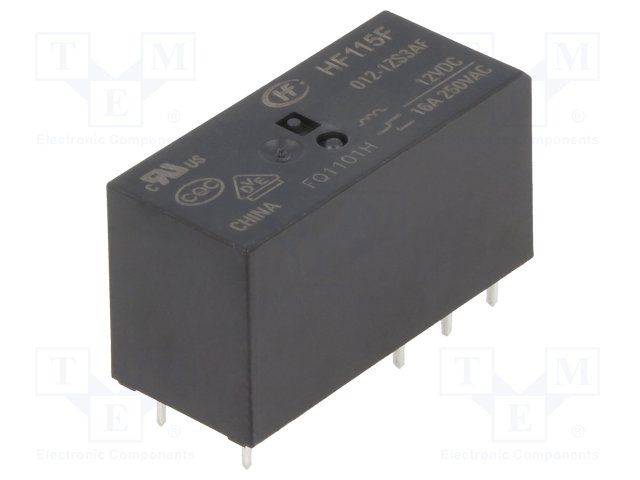 Electromagnetic relay; contact rating current 16A; coil voltage 12VDC; changeover contact (1C); 16A/24VDC; 16A/250VAC