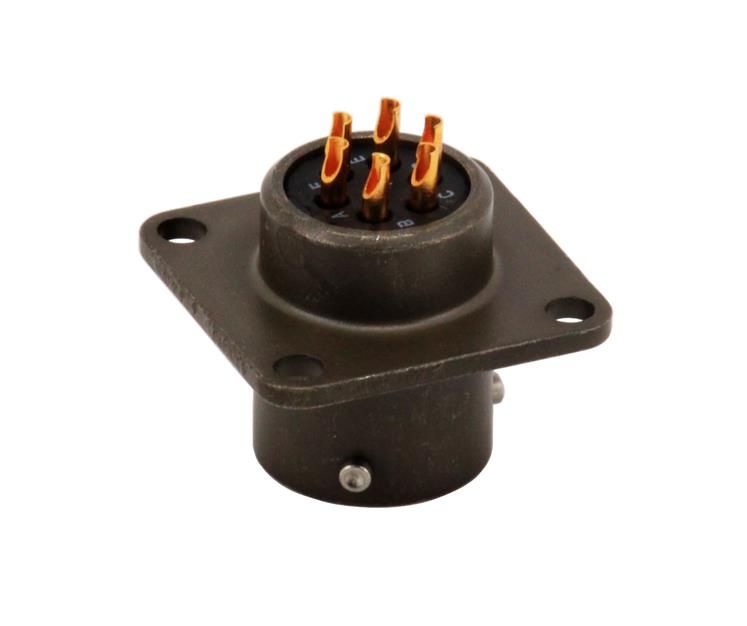 MIL-DTL-26482 Receptacle, 6 Pin, 7.5A, 600V, Al, Cadmium