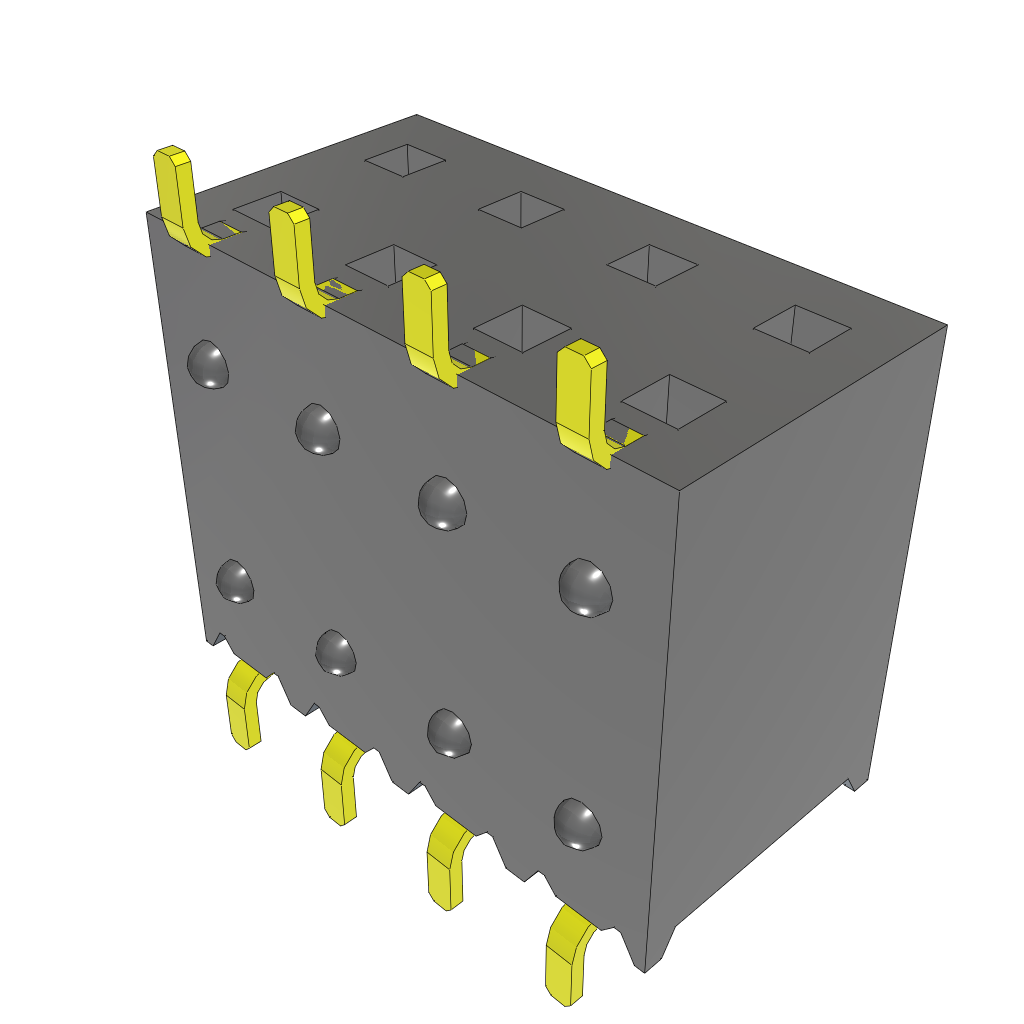 8 Pos 2.54mm RA Socket Header, SMD, Gold, 4A