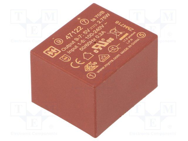 AC/DC Power Supply Single-OUT 5V 0.55A 2.75W 4-Pin