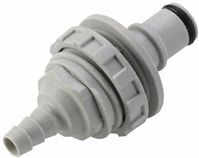 Straight Male Coupling Insert - Valved, Panel Mount, PP