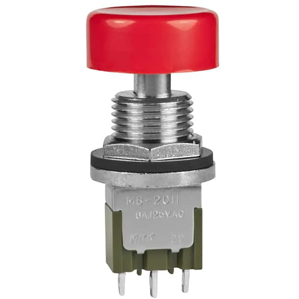 Switch Push Button ON (ON) SPDT Round Plunger 6A 250VAC 30VDC Momentary Contact Panel Mount Solder Lug