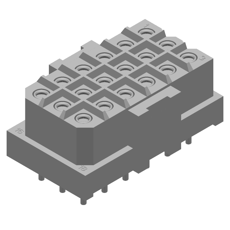 18 Pos Wire-to-Board Socket, 7.5A, 600V, Straight, Solder, Thru-Hole