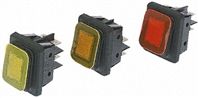 IP65 Illuminated Red DPST Rocker Switch, On-Off, 16 A at 250 V ac +55C 22mm 30.8mm