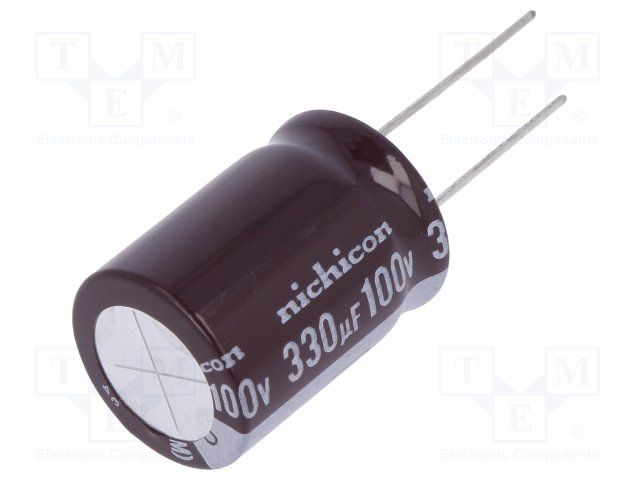 Cap Aluminum Lytic 330uF 100V 20% (18 X 25mm) Radial 7.5mm 1080mA 5000h 105°C Ammo